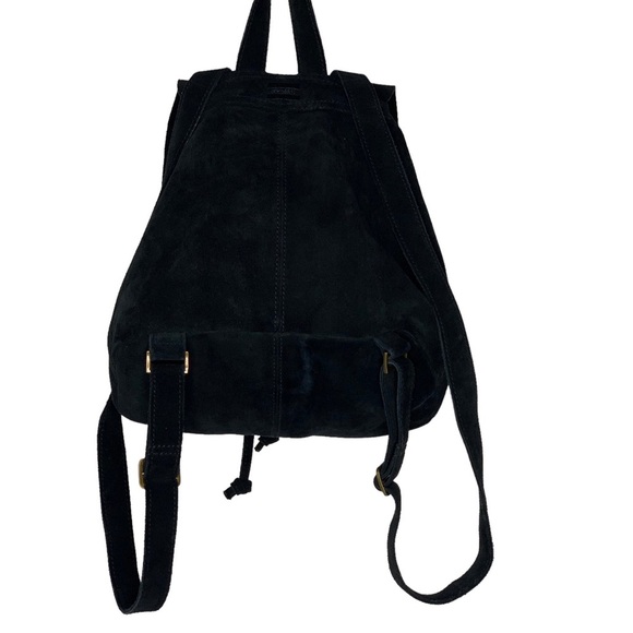 TOMS Black Suede‎ Embroidered Poet Flap Backpack Bag - Picture 4 of 15